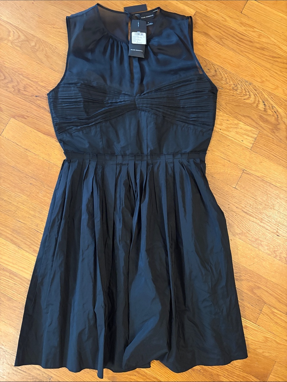 Club Monaco Black Sleeveless Pleated Fit & Flare Dress
